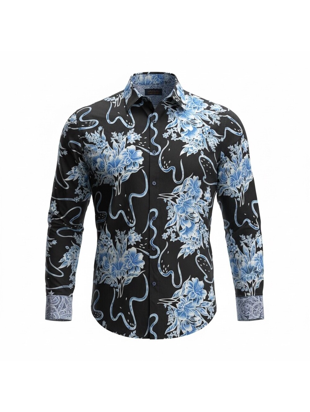 Robert Graham Men's XXL Black Floral Embroidered Long Sleeve Button-Up Shirt
